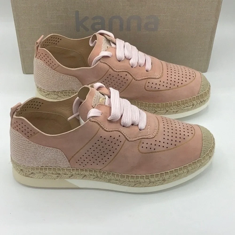 KANNA Pink sparkle perforated Espadrille Sneakers